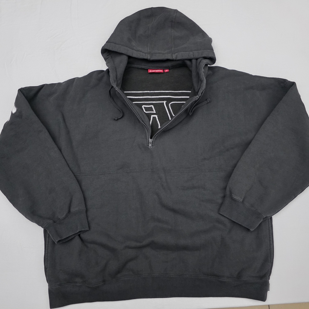 Supreme Wrapped Half Zip Hooded Black Sweater - Picture 2 of 10